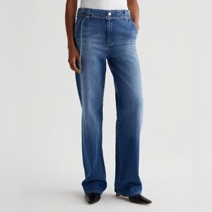 Ag Adriano Goldschmied Kora Belted High Rise Wide Leg AG Cloud Soft Denim W30